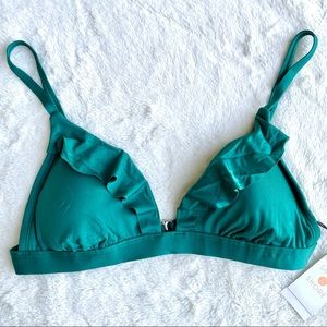Shade & Shore Ruffle Green Bikini Top